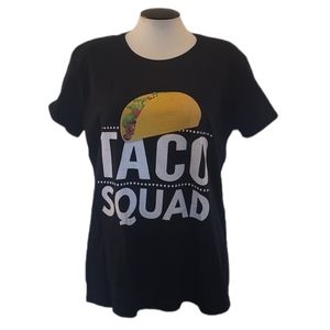 Anvil Black TACO SQUAD Graphic T-Shirt L Funny Taco Tee Foodie Y2K
